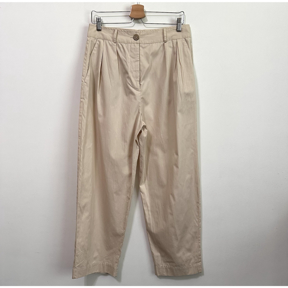 ZARA‎ Pants L Pleated Front Tapered Leg High Waist Trousers 31x26 Casual NWOT